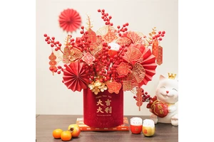 Happy 2025 Chinese New Year Home Decoration Custom Artificial Red Holly Flowers Decor for Lunar Vietnamese New Year Luxury Gifts