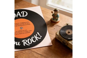Novelty Vinyl Record Father's Day Card, Funny Greeting Card for Best Dad, Perfect Gift to Express Love & Appreciation