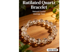 SUJI Natural Gold Foil Koi Phantom Quartz Feng Shui Lucky Energy Crystal Beaded Bracelet Women's Gift