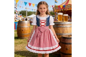 Wholesale Oktoberfest Dirndl Dress, Customizable Bavarian Beer Festival Costume for Girls, OEM/ODM Available