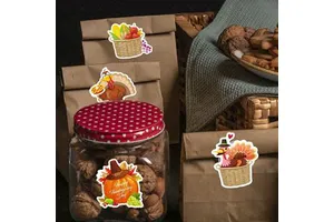 Harvest Festival Pumpkin Stickers for Thanksgiving Decorations Cartoon Creative Adhesive Booklet Tableware Decorations Parties