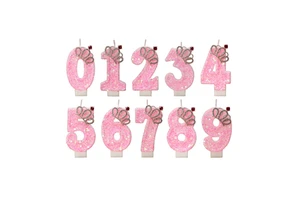 Handmade Paraffin Wax Number Birthday Candles Pink Crown Cake Decor for Parties Halloween New Year Ramadan Celebrations