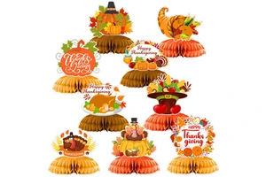 Thanksgiving Turkey Theme Party Desktop Supplies Paper for Honeycomb Ornaments Decoration Props Set