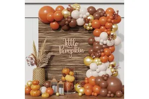 Balloon Garland Arch Kit 152PCS Orange Coffee Brown Balloons for Fall Thanksgiving Autumn Harvest Birthday Party Decorations