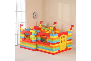 Children's Colorful Houses Large Particle Blocks Plastic Building Blocks Castles Kids ConstructionToy Kindergarten Puzzle Toys