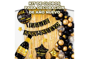 Elegant New Year's Party Balloon Set with Aluminio Mylar 18 Inches Celebrate in Style with Decorative Accessories