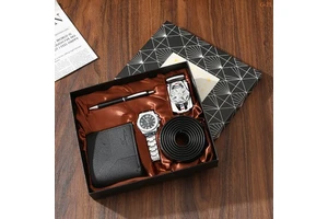 Promotional Gift Sets for Men Wallet Belt Quartz Watch Sunglasses Perfect Gift for Father's Day or Valentine's Day