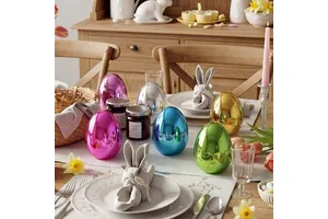 Glass Easter Eggs Retro Color Easter Party Decor Collectible Centerpiece Gift for Home Desk