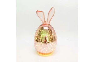 LED Glass Easter Rabbit Spring Easter Rabbit Decorative Glass Transparent Animal Center Decorative Table Home Decoration