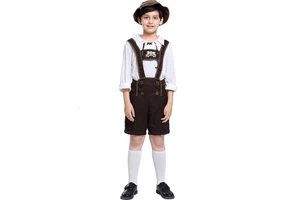 Traditional Halloween German Bavarian Beer Kids Cosplay Octoberfest Festival Clothes Lederhosen Bavarian Fantasia Party Costume