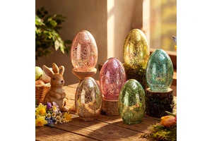 Glass Easter Eggs Mercurized Surface-Pastel Colors Easter/Spring/Party Decor Indoor Use