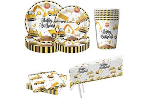 Construction Vehicle Theme Birthday Party Tableware Set-Eco-Friendly Disposable Paper Decorations for Thanksgiving Diwali