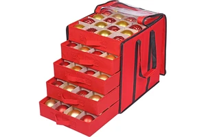 Foldable Large Christmas Gift Decoration Storage Christmas Ornament Storage Boxes With Dividers 5 Separate Trays