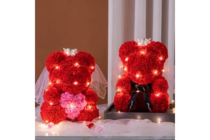 Eternal Rose Bear 520 Valentine's Day Mother's Day Gift Girlfriend Artificial Realistic Flower Bouquet Birthday Small Gift Soft