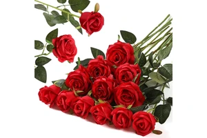 Wholesale Red Artificial Flower Love fake Silk Roses for Wedding Decoration Valentine's Day Party Artificial Plant Decorations