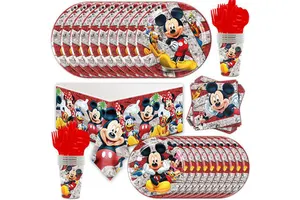 Children's Birthday Cartoon Red Mouse Party Decorative Paper Plates Paper Cups Tablecloth Disposable Tableware Supplies K2091