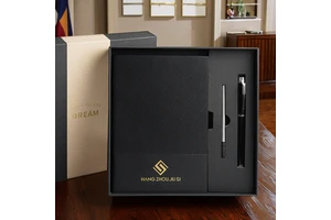 Luxury Hardcover Meeting Custom Logo Notebooks Agenda Leather Notebook Pen Sets Corporate Souvenir Gifts with Gift Box Gift Sets