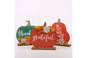 Custom Pumpkin Shape Wooden Craft Ornaments Harvest Festival Scene Decoration Wood Products Ornaments Manufacturers Wholes