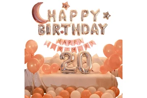 1 Birthday Party Decorations Supplies Kids Adult Happy Birthday Balloon Set Rose Gold Moon Foil Balloon Kit Complete Set