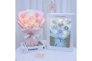 Valentine's Day Gifts Hand Made Woven Heart Bouquet Birthday Friends Teacher's Day Gift Flower with Bag