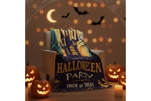 Custom Happy Halloween Digital Permeate Printed Eco-Friendly 330 GSM Soft Flannel Fleece Throw Blanket Personalized Hot Selling