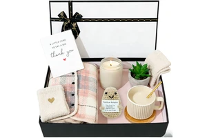 Lunaire 9-Piece Cozy Gift Set With Blanket Scented Candle & Mug Premium Gift Box For Guest Gifts Birthday