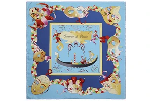 Simply Beautiful Venice Italy Carnival Scarf Carnevale Di Venezia Headscarf Gondola Gift Neck Scarf Custom Silk Souvenir Scarf