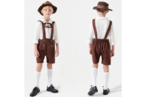 3Pcs/Set Kids Oktoberfest Lederhosen Costume Man Bavarian Octoberfest German Festival Beer Male Cosplay Halloween Party Costume