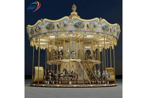 Luxury Fairground Attractions Double Decker Carousel Horses Ride Antique Merry Go Round For Sale