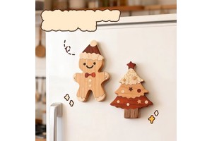 Custom Art Deco Christmas Tree Wood Fridge Magnet Gingerbread Man Eco-Friendly Home Decoration Tourism Souvenir Gifts