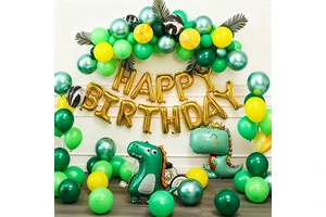1 Cute Dinosaur Foil Balloon Happy Birthday Balloon Set Kids' Birthday Party Background Wall Decoration and Event Setup Supplies