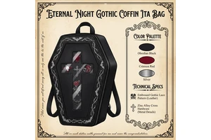 Custom Unique Gothic Coffin Ita Bag PU Leather Embossed Lace Cross Hardware Shoulder Bag For Halloween Concerts Daily Goth Style