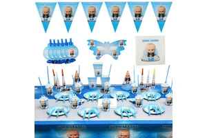 Baby BOSS Birthday Party Set Paper Tableware & Decoration Supplies for Children Party Favor