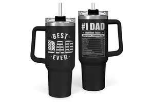 Father's Day Gifts for Dad From Daughter Son Insulated 40 oz Tumbler with Straw and Handle Fathers Day Birthday Gifts for Men
