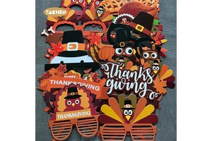 YACHEN Thanksgiving Day Party Decoration Funny Paper Glasses Photo Props Funny for Kids Adults Thanksgiving Party Favors