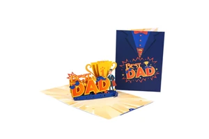 Father's Day Greeting Card - the Best Dad Handmade Creative Paper-cut Blessing Message Card Commemorative Gift Greeting Card