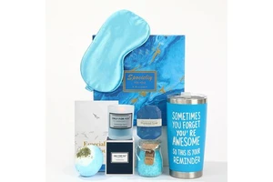 Lunaire Unisex Luxury Spa Gift Box with Motivational Tumbler Good Ideas Fathers Day Birthday Gift for Him Her