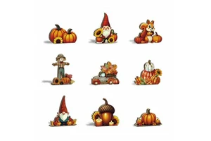 Happy Thanksgiving Wooden Table Sign Hand-Painted Maple Leaf Turkey Scarecrow Pumpkin Dwarf for Fall Home Decor Gift