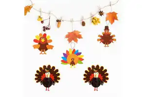 Thanksgiving Decorations DIY Toys Paper Turkey Door Hanging Ornament for Baby Shower Fall Autumn Harvest Party Supplies