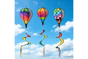 Source Factory PVC Hot Air Balloon Wind Spinner Weather Resistant Outdoor Hanging Decor Low MOQ Custom Rainbow Checkered Garden