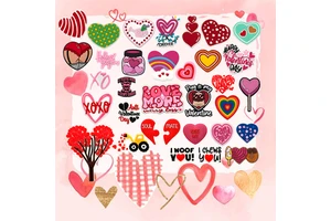 Popular Valentine's Day Collection Shoe Charms Kawaii Sweet Sweety Love Kiss Heart Series Shoe Decorations