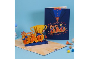 Father's Day 3D Pop up Glossy Waterproof Digital Printing Rectangle Paper Greeting Card Fashion Gift for Dad