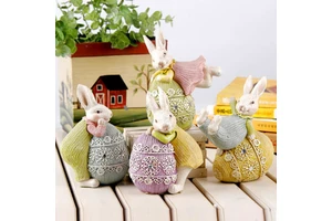 Creative Easter Resin Craft Gift Egg Bunnies Cute Rresin Rabbit Holidays Home Decoration