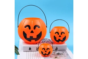 Zhejiang Wholesale Halloween Children's Products at Low Price Factory Black Orange White Pumpkin Candy Buckets Halloween Basket