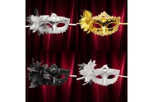 Sexy Lady Masquerade Diamond Venetian PVC for Wedding Carnival Performance Feather Flower Dance Party Costume Christmas