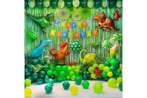 Dinosaur Party Supplies Little Dino Party Theme Decorations Banner Balloon Set for Kids Boy 1st Birthday Party