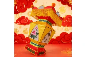 Large Traditional Chinese Red Silk Halloween Mask-Breathable Trendy Full Face Customizable Design ISO Certified
