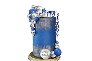 Acrylic Happy Birthday Cake Black Gold Blue Disco Decorated Spherical Cake for Baby Kids and Adults Party Supplies