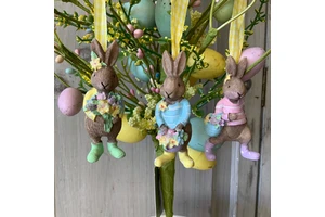 Custom Creative Resin Easter Bunny Sculpture Hand-painted Pastel Rabbit Ornaments Home Festival Tabletop Decor Hanging Wholesale