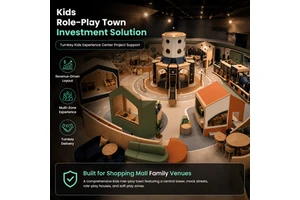 Indoor Pretend Play Center Round Play Structure Road Track Small Houses Mini City Shopping Mall Family OEM ODM